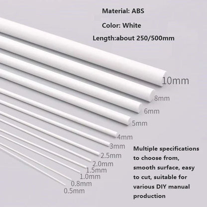 ABS White Plastic Rods – Round & Square Sticks for Architecture Model Making, DIY Craft & Cutting Supplies