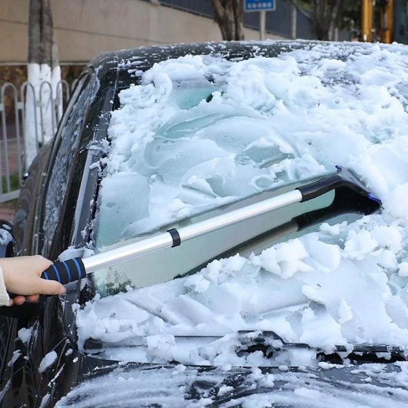Extendable Aluminum Ice Scraper & Snow Brush – Telescopic Extra-Long Car Windshield Shovel