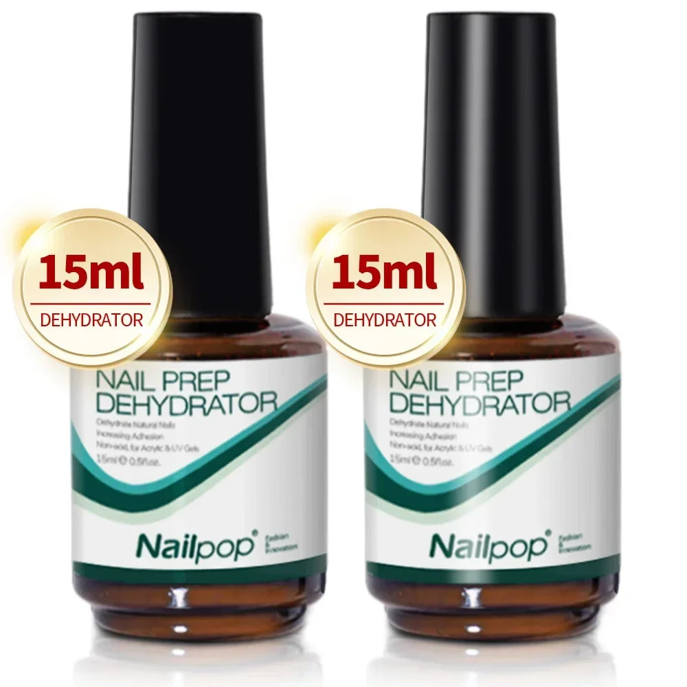 Nailpop Nail Dehydrator & Primer — Acid-Free Natural Nail Prep for Acrylic & UV Gel, Fast Dry Superior Bonding Set