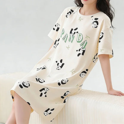 Women’s Cute Cat Nightgown - Plus Size Summer Cartoon Nightdress & Comfortable Sleepwear