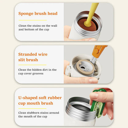 3-In-1 Long Handle Bottle Cleaning Brush - Sponge Bottle Gap Cleaner and Cup Cleaner for Kitchen