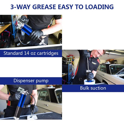Manual Grip Grease Gun – 400CC Aluminum Alloy Mini Grease Injector, 6000-7000PSI with Flexible Hose