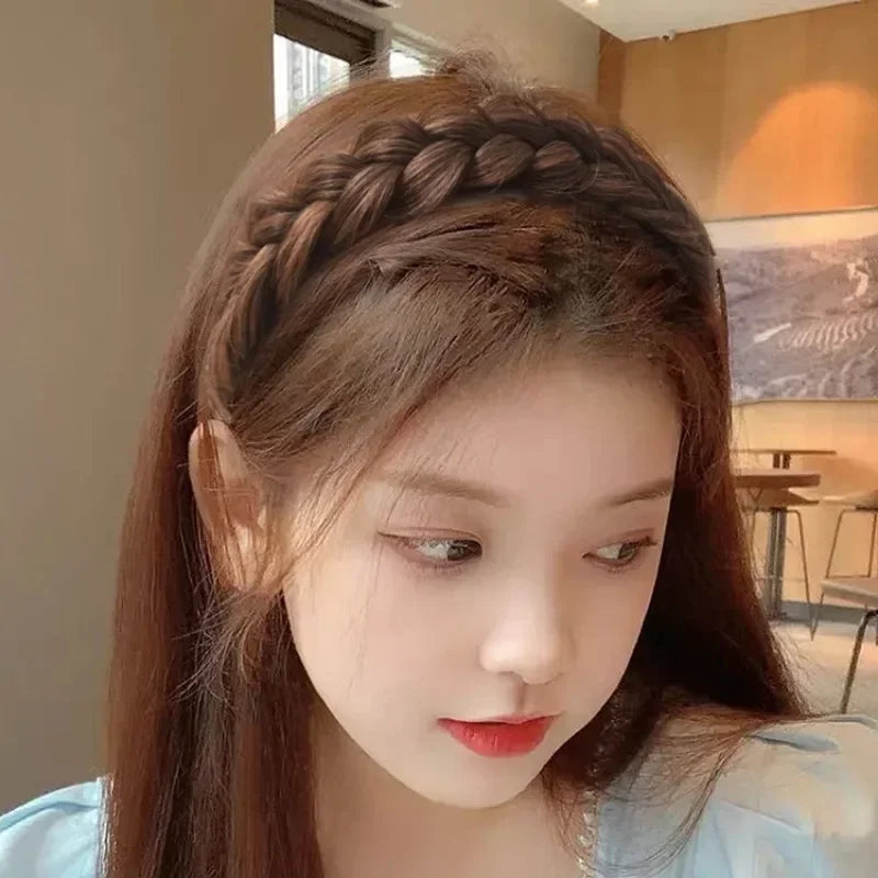 1pc Handmade Retro Wig Twist Headband for Women - Wide Fishbone Braids Hairband - Styling Headwear Accessory