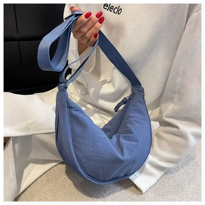 Nylon Hobo Chest Shoulder Bag – Large Capacity Half Moon Crossbody Messenger for Women, Travel & Everyday Use