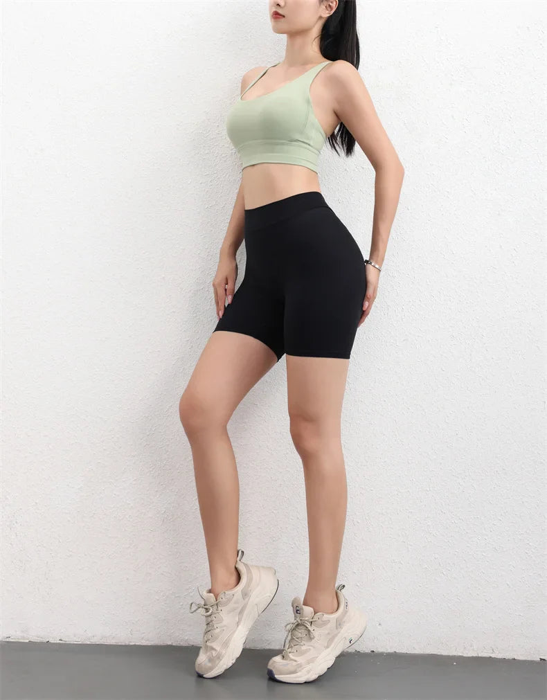 TRY TO BN Women’s Yoga Pant V-Back Butt Scrunch Shorts — High Waist Fitness Running & Jogging Leggings Activewear