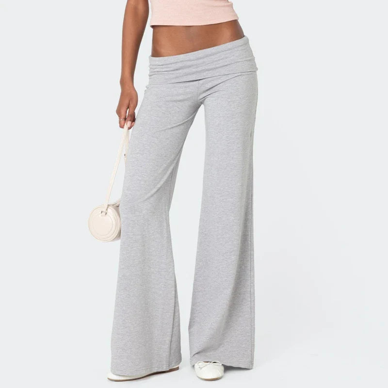 Women’s Casual Wide Leg Sweatpants – Low Rise Flared Yoga Lounge Pants for Teen Girls Back-to-School Outfit