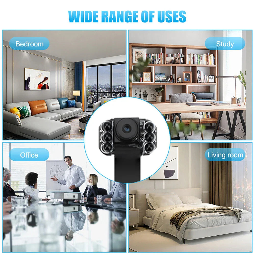 Mini WiFi Security Camera — 4K/1080P HD Wireless Night Vision Camcorder with Voice and Video Surveillance