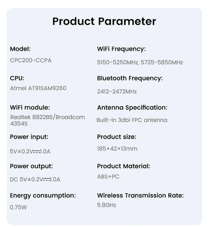 CarlinKit Wireless CarPlay & Android Auto USB Adapter – Wireless Dongle for Car Multimedia, MirrorLink, Waze & Spotify