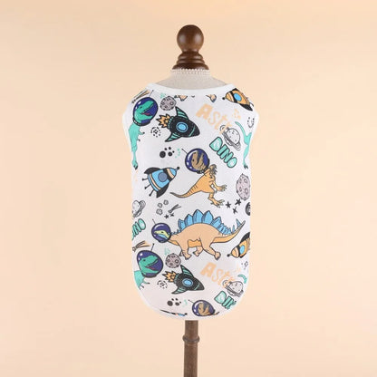 Cooling Summer Pet Vest - Soft Cartoon Dog Cat Shirt for Small Medium Large Dogs Puppy French Bulldog Clothing