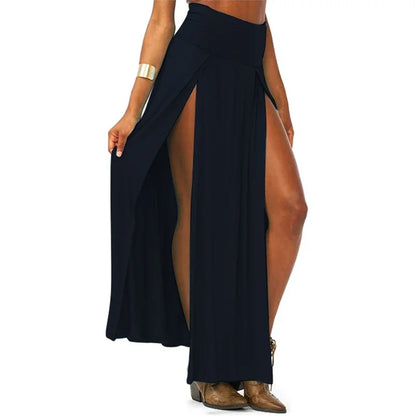 Women’s High-Waist Double Slit Maxi Skirt – Sexy Solid Summer Long Skirt, New Arrival for Valentine’s Day & Wholesale