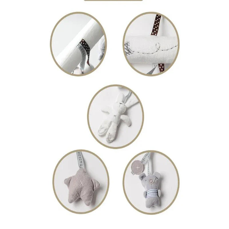 2025 Hanging Plush Toy – Rabbit Baby Hand Bell Safety Seat Toy, Multifunctional Stroller Mobile Gift