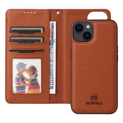 BETOPNICE 2-in-1 Detachable Wallet Case for iPhone 16/15/14/13/12/11/XR/XS Series – Magnetic Clasp Flip Cover with Removable Phone Case