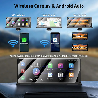 XGODY 11.3" 4K Dash Cam – Wireless CarPlay, Android Auto, ADAS, GPS, Bluetooth, AUX DVR