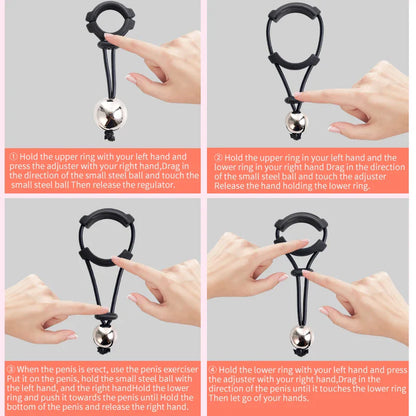 BDSM Male Penis Ring & Extender — Weight-Bearing Stretcher, Enlargement Device with Ball & Semen Lock, Adult Sex Toy for Men