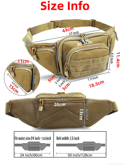Military Tactical Waist Gun Bag: Waterproof Nylon Molle EDC Fanny Phone Pouch - Ideal for Hunting, Climbing, Camping