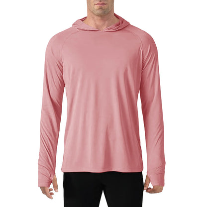 TACVASEN Men's Sun Protection Hoodie T-Shirt – UV-Proof, Lightweight, Breathable Long Sleeve Quick-Dry Top