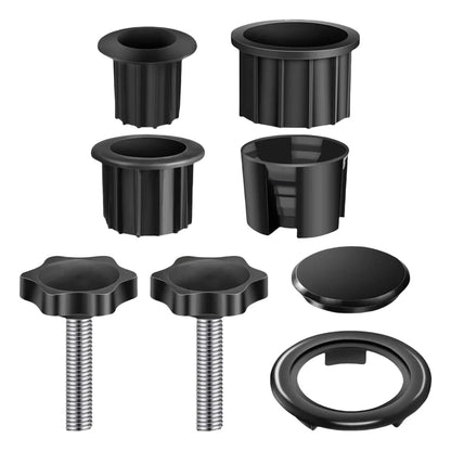 Umbrella Base Bracket Accessories Kit – Plastic Pipe Sleeve, M8 Threaded Bolt, Star Handle Clamping Screws for Sun Umbrella Fixing