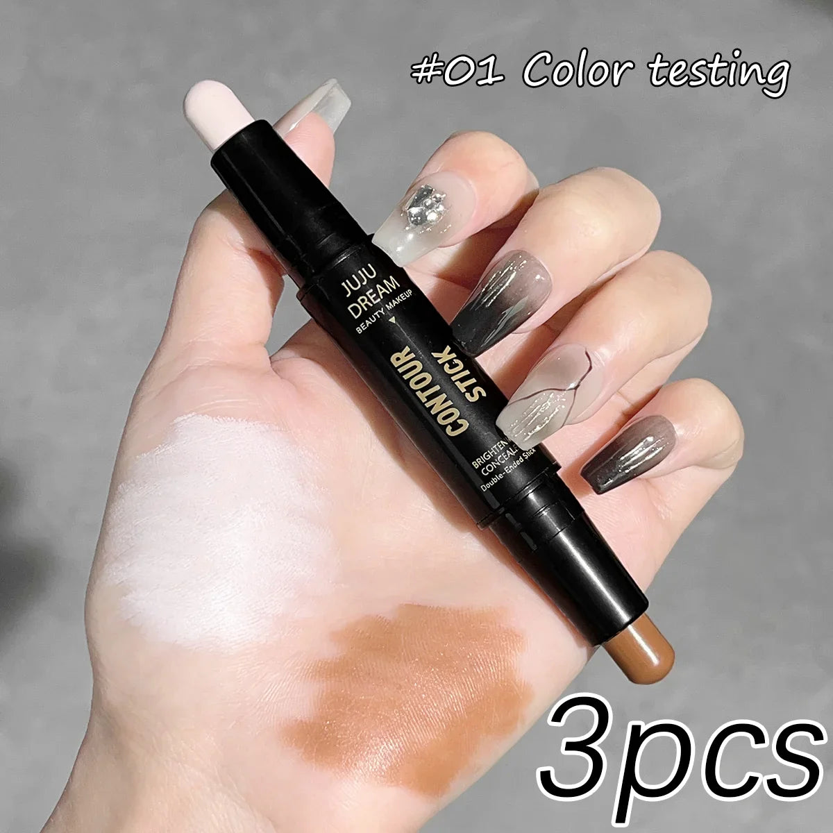 Double-Ended Highlight & Contour Stick – 3D Nose Shadow, Facial Shaping, Brightening & Trimming Makeup Tool