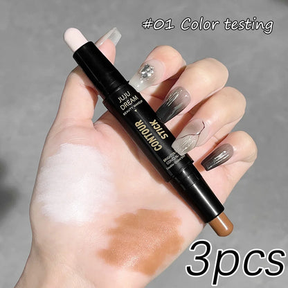 Double-Ended Highlight & Contour Stick – 3D Nose Shadow, Facial Shaping, Brightening & Trimming Makeup Tool