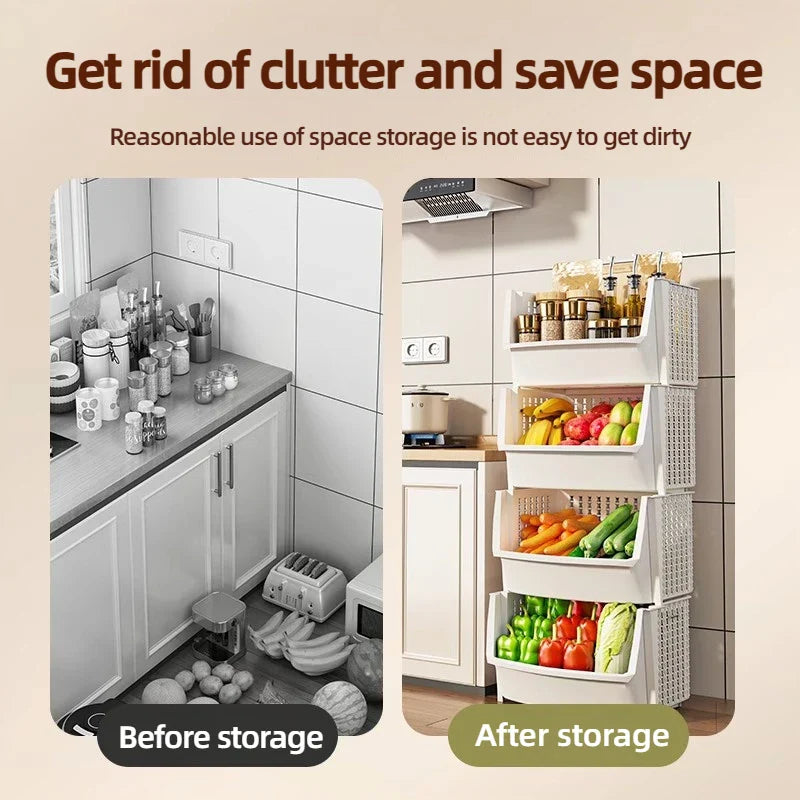 Multi-Layer Kitchen Storage Rack: Vegetable and Fruit Basket Organizer - Snack and Toy Storage Box for Home Kitchen