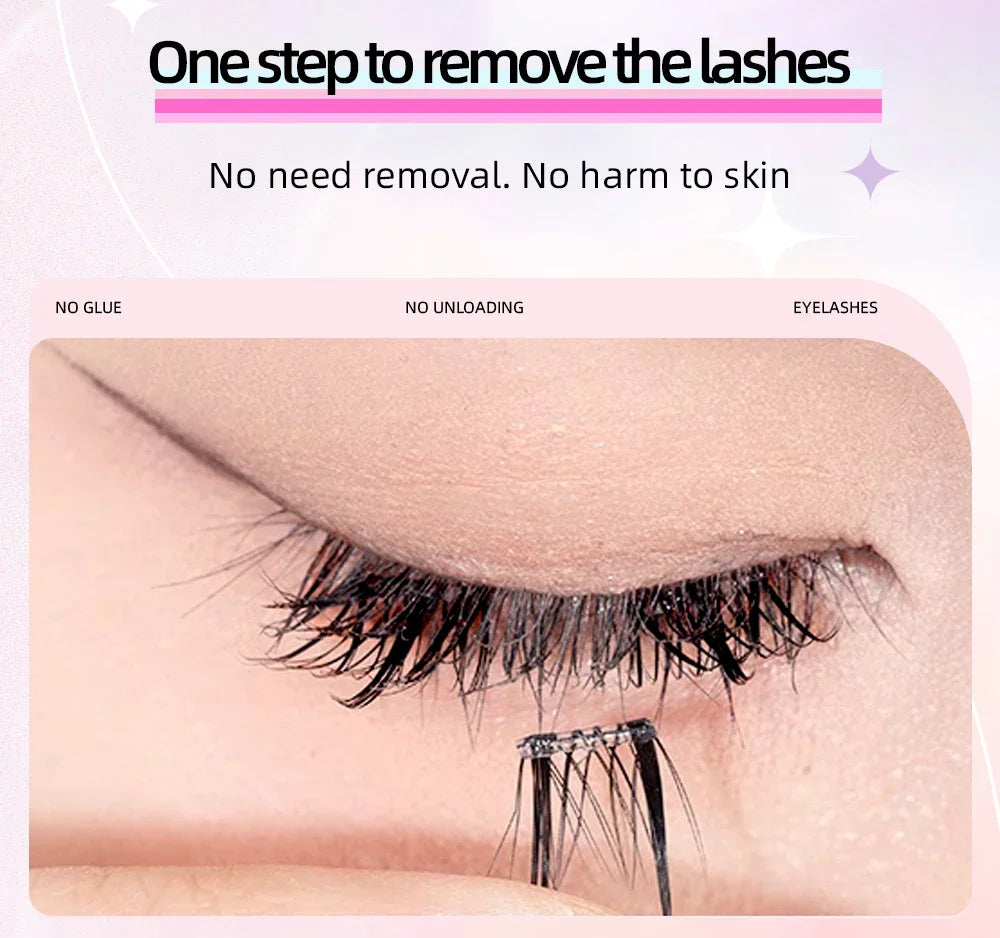 Yelix Self-Adhesive False Eyelashes — Reusable DIY Cluster Lashes, Glue-Free, Natural Soft