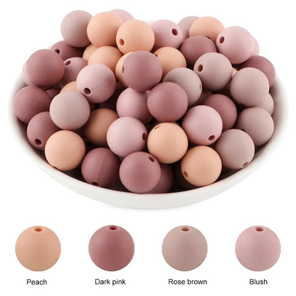 50Pcs Silicone Spacer Beads - 9/12/15mm Round Loose Beads for DIY Necklace Bracelet Jewelry Making