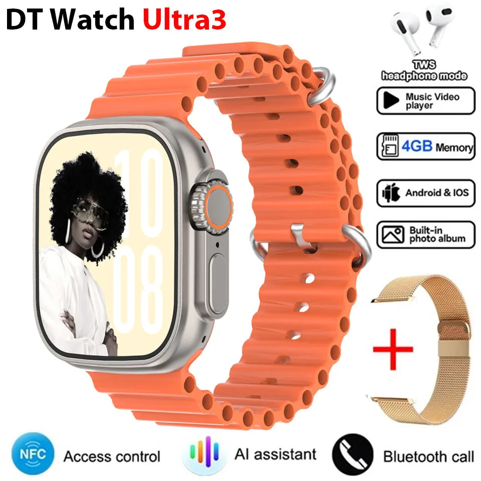 2025 DT Ultra 3 Pro Smartwatch – NFC, Bluetooth Call, Music & Video, Waterproof for Android & iOS, 32GB