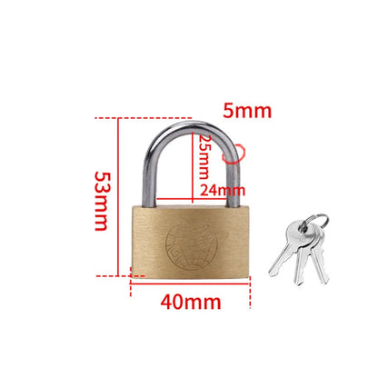Copper Padlock Small Locks – Luggage, Case, Locker Security with 3 Keys (20mm-50mm) for Home & Hardware Use
