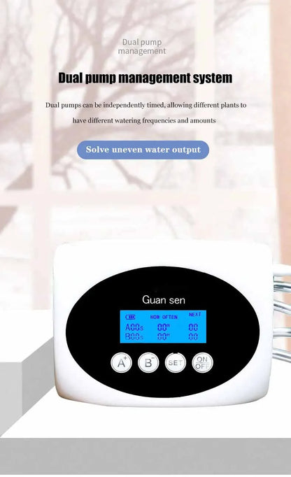 Solar Double Pump Automatic Drip Irrigation System – Smart Watering Timer for Garden & Potted Plants