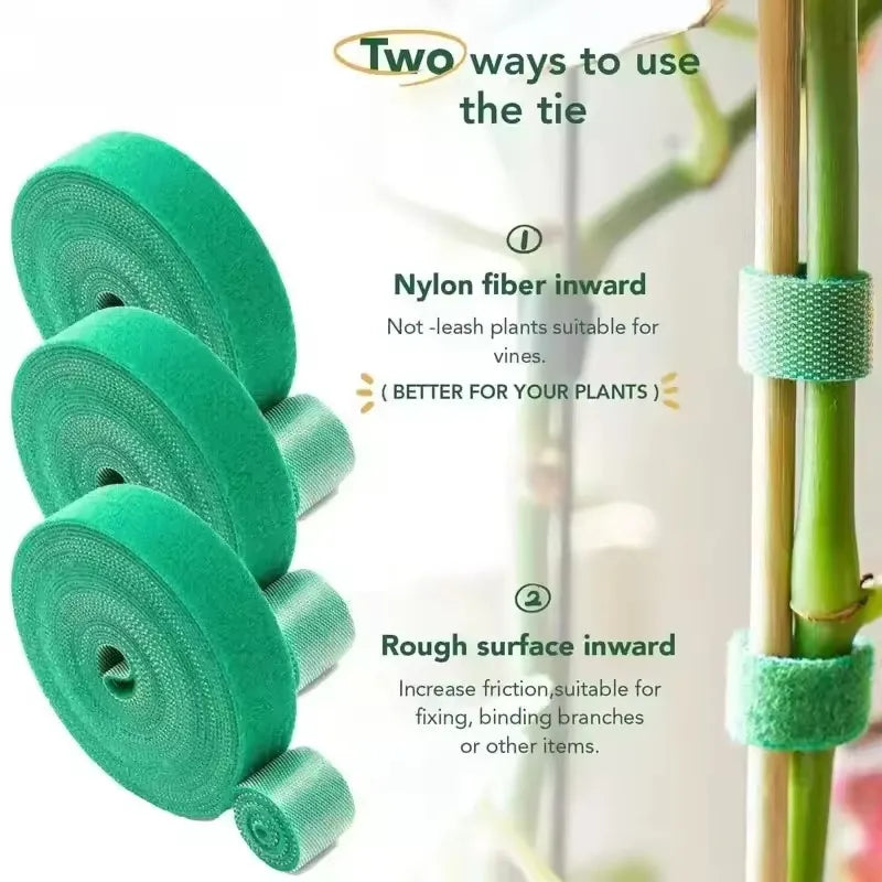 Garden Plant Support Tape - Reusable Nylon Hook-and-Loop Ties for Climbing Plants & Flowers