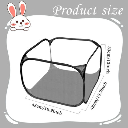 Portable Small Animal Playpen - Foldable Pet Cage with Transparent Mesh for Cats & Chickens