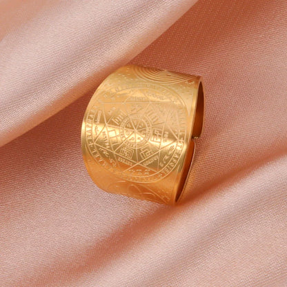 Dawapara 7 Archangels Protection Ring – Metatron Cube, Lilith Symbol, King Solomon Secrets Vintage Amulet Jewelry