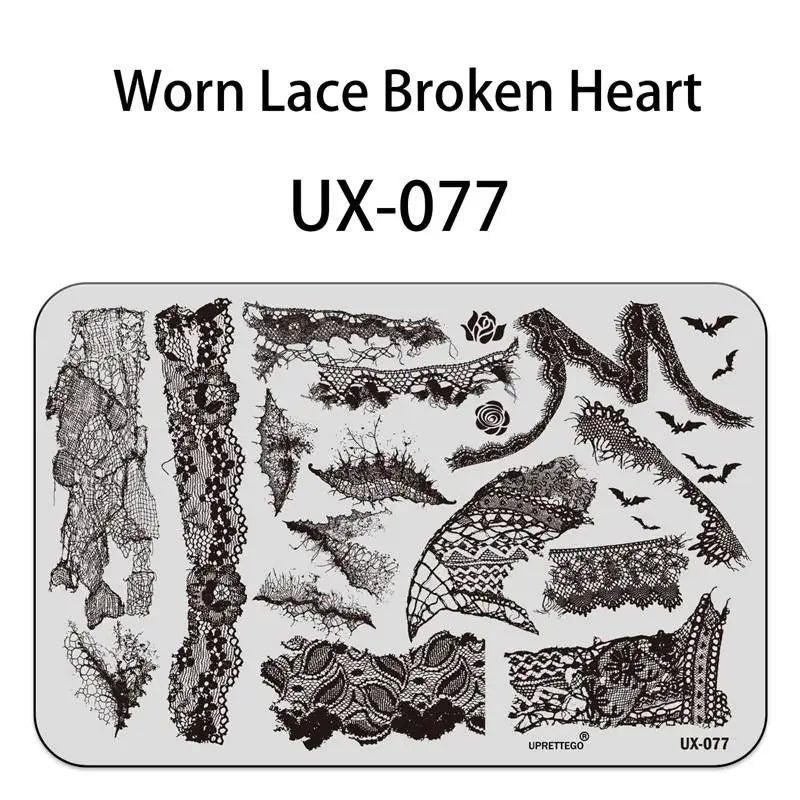 UX Serial 2 Stainless Steel Stamping Plate Template – Vintage Abstract Fabric Texture Pattern for Nail Art, Floral Lace, Xmas & Halloween Designs (UX52)