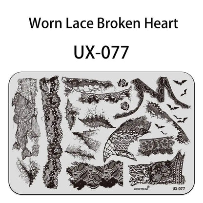 UX Serial 2 Stainless Steel Stamping Plate Template – Vintage Abstract Fabric Texture Pattern for Nail Art, Floral Lace, Xmas & Halloween Designs (UX52)