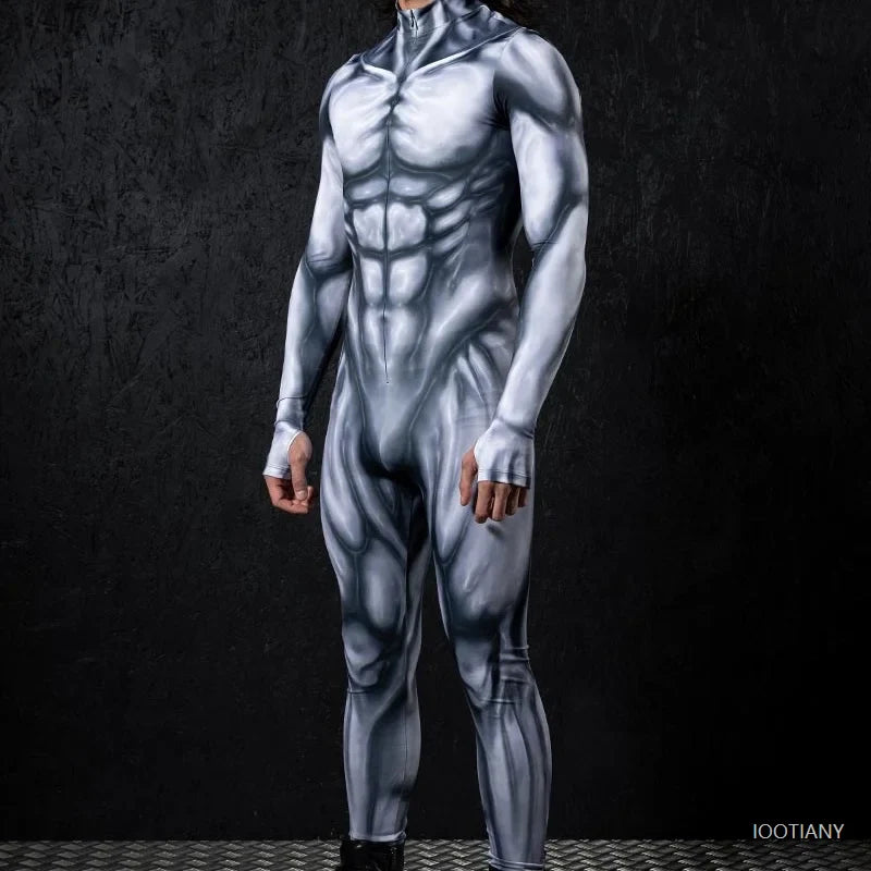 Mechanical Muscle Zentai Bodysuit — Men’s Halloween Punk Cosplay & Carnival Costume 2025