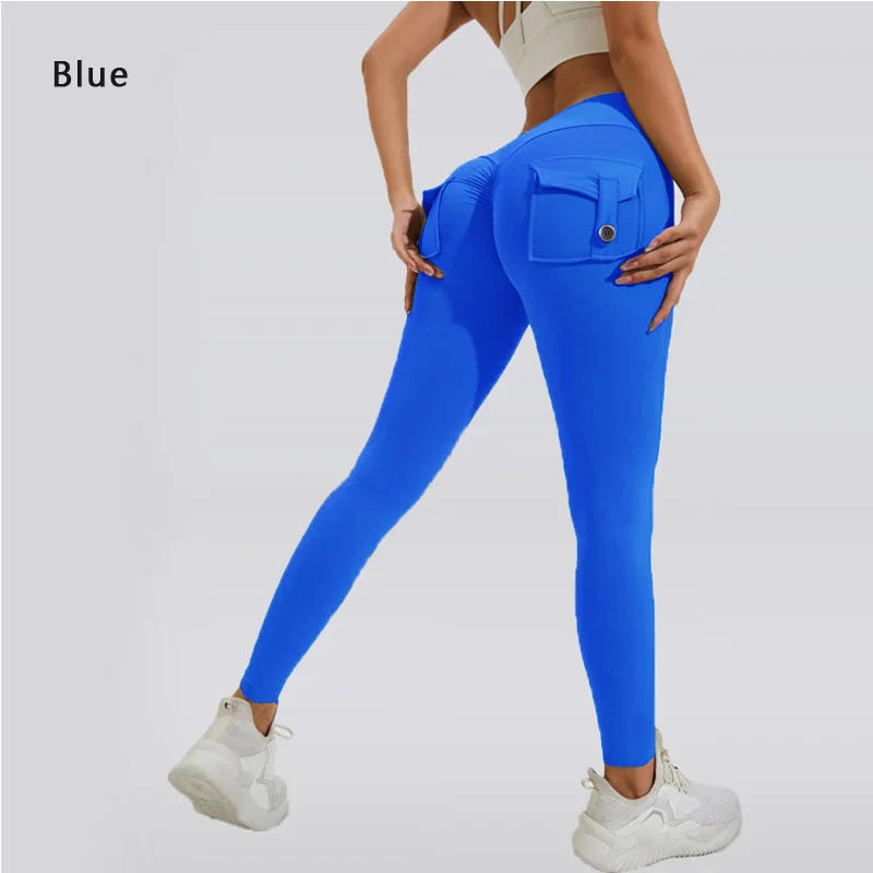 DIAS FIT JOY Women’s Nylon Yoga Pants – High-Waisted Butt-Lifting Tight Leggings with Pockets, Breathable No-T-Line Fitness Wear