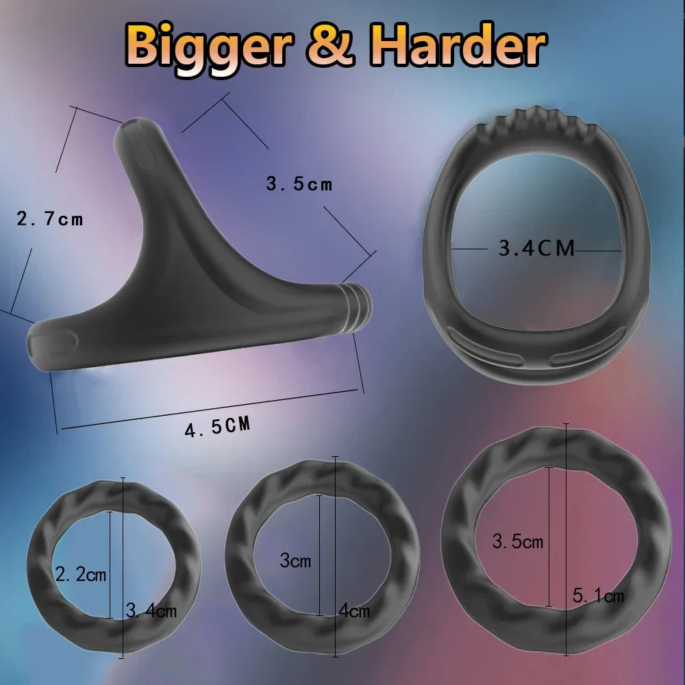 3PCS Durable Silicone Cock Rings – Penis Enlargement, Delay Ejaculation & Scrotum Lock Rings for Men Adults