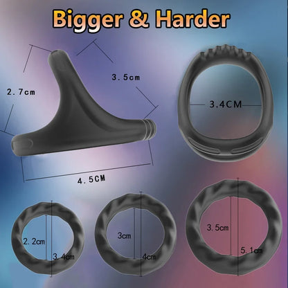 3PCS Durable Silicone Cock Rings – Penis Enlargement, Delay Ejaculation & Scrotum Lock Rings for Men Adults