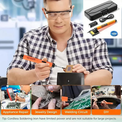 USB Rechargeable Mini Soldering Iron Adjustable Temperature Tool with Accessories – Portable DIY & Electronics Repair Kit