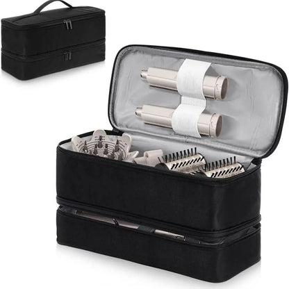 Double-Layer Waterproof Hair Dryer Case – Portable Large Capacity Curler Bag for Shark FlexStyle/Dyson Airwrap