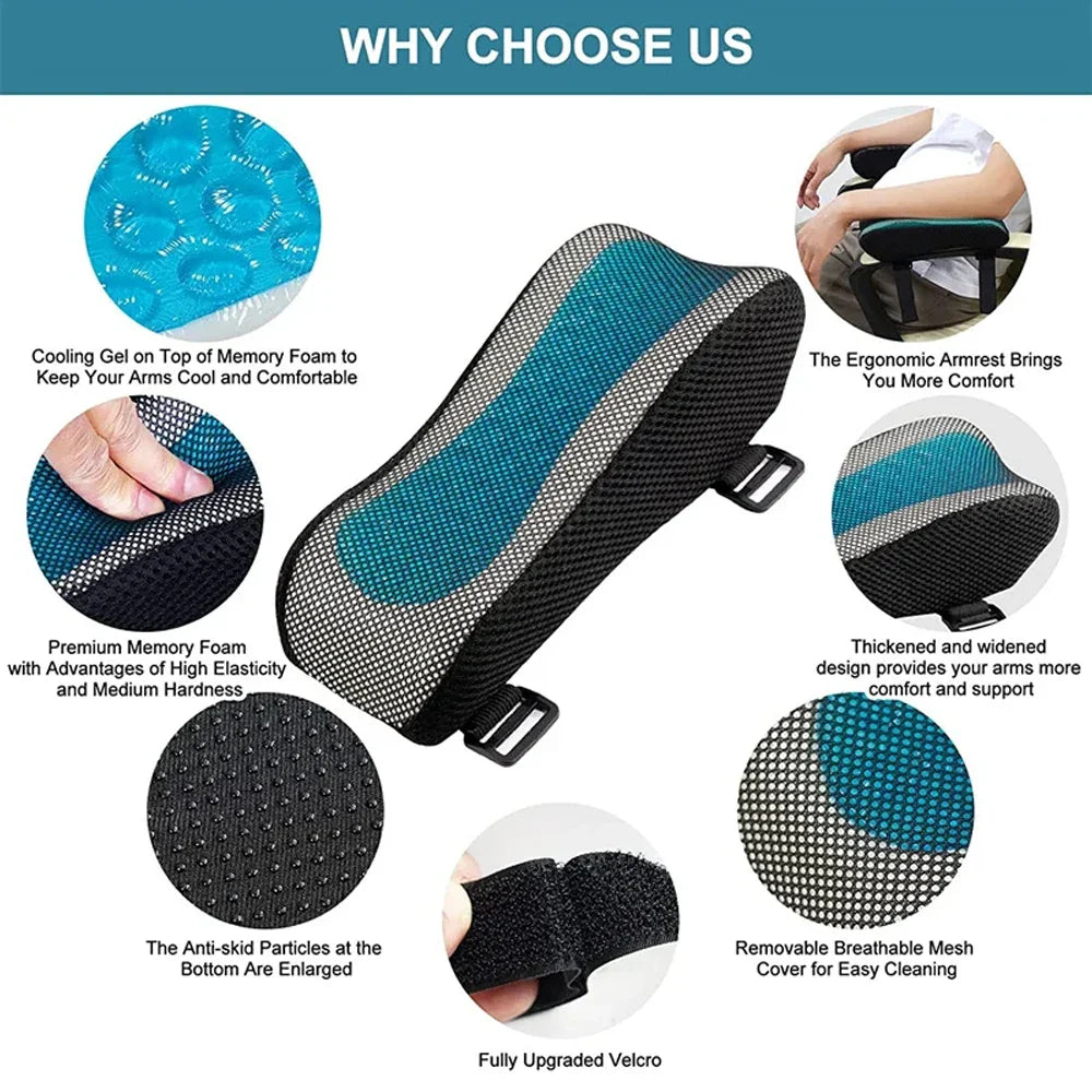 Memory Foam Office Chair Armrest Pad – Comfortable Elbow Support Cushion for Home, Office & Gaming Chairs