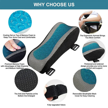 Memory Foam Office Chair Armrest Pad – Comfortable Elbow Support Cushion for Home, Office & Gaming Chairs