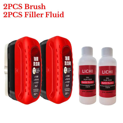 Car Glass Oil Film Remover – Powerful Windshield Cleaner with Sponge Brush for Water Spot & Stain Removal Auto Detailing