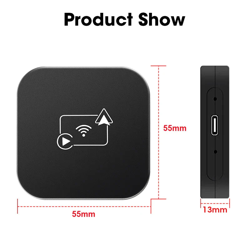 JMCQ Mini Wireless CarPlay and Android Auto Adapter - Wired to Wireless Box for Toyota, Mazda, Nissan, Suzuki, Kia, Ford, Skoda, Hyundai
