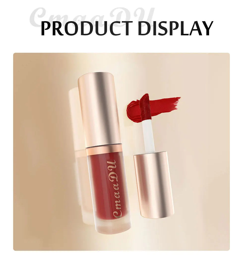 Waterproof Matte Velvet Lip Glaze – Moisturizing, Long-Lasting, Non-Stick Lip Gloss Lipstick Makeup