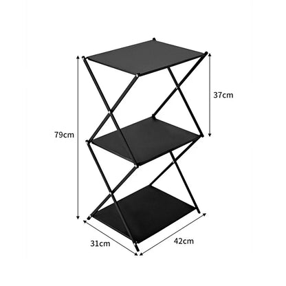 TARKA 3-Layer Folding Camping Storage Rack – Portable Multifunctional Shelf for Picnic, Barbecue & Outdoor Use