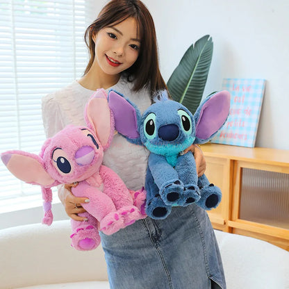 40/80cm Lilo & Stitch Plush Toy – Kawaii Disney Angel Doll for Girls, Cute Large Stuffed Toy Christmas & Birthday Gift