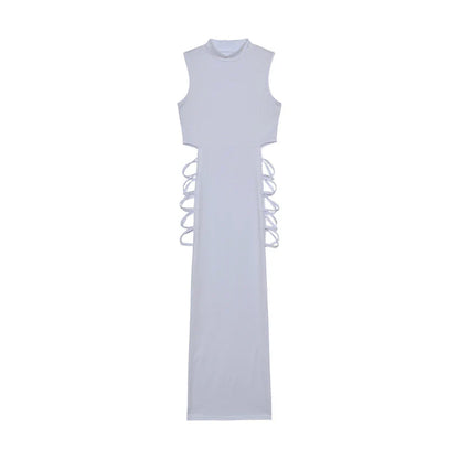 Women’s Criss Cross Cut Out Bodycon Dress – Sexy Sleeveless Mock Neck Slim Fit Party & Club Mini Dress