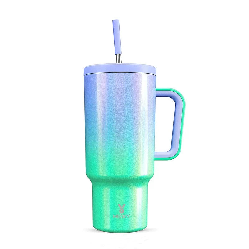 Meoky 40oz Mug Tumbler with Handle – Insulated Stainless Steel Tumbler with Lid & Straw, Coffee Thermos Cup, Heat Press Ready