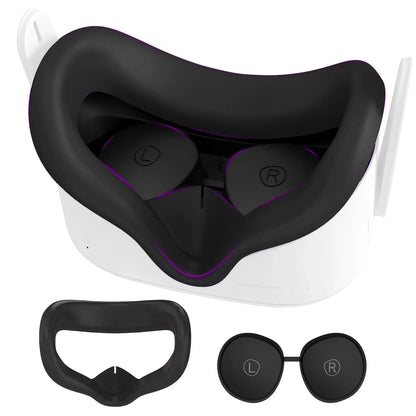 Oculus Quest 2 Face Pad Cover with Lens Protectors — Washable Silicone VR Cover for Meta Quest 2 Accessories